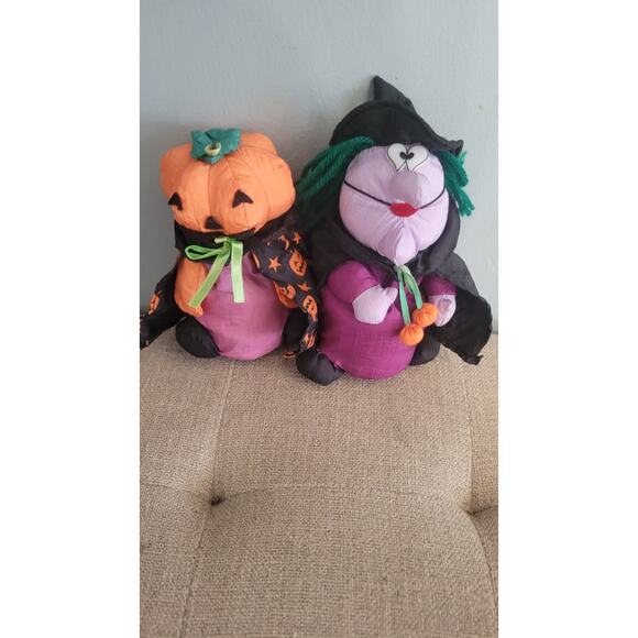 Vintage 1980s Takara R.L.P. Halloween Plush Witch & Pumpkin Decorations –... - Picture 1 of 6